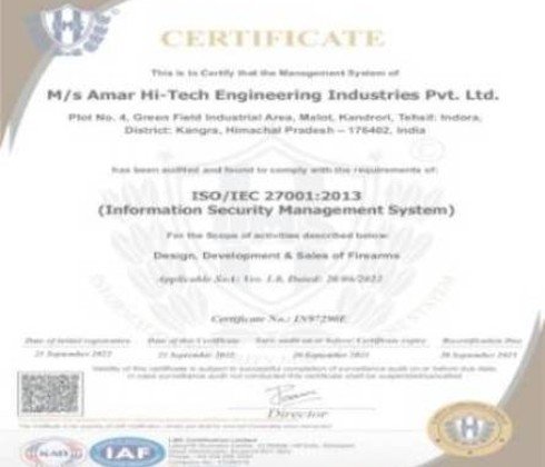 Certificate of Information Security Management System